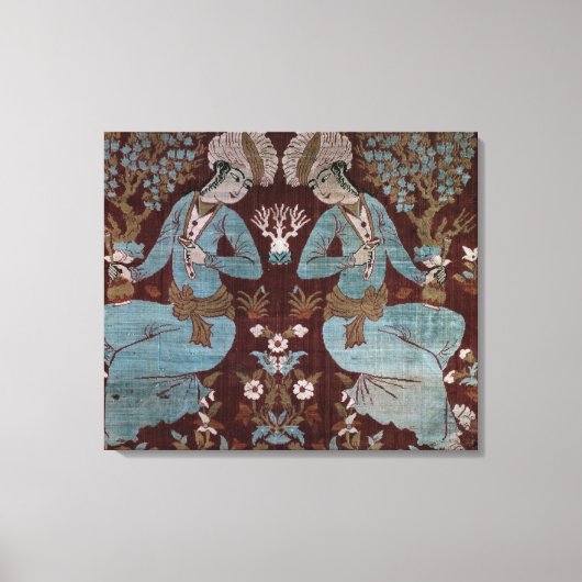 イスファハンスタイルパネル、ペルシャ、17世紀(絹) キャンバスプリント (正面)