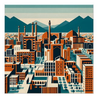 イスファハン – ペルシャ（イラン）デザイン ポスター