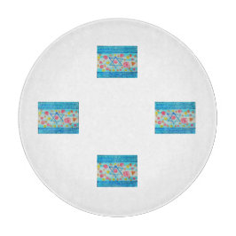 イスラエお洒落ル国旗の丼と花とハート カッティングボード