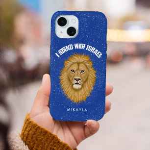 イスラエスタイリッシュルと共に立つユダの獅子  青 iPhone 15ケース