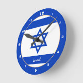 イスラエモダンル国旗・イスラエルの自宅/デザイン ラウンド壁時計 (傾斜)