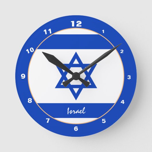 イスラエモダンル国旗・イスラエルの自宅/デザイン ラウンド壁時計 (正面)