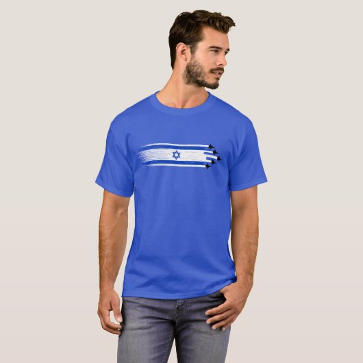 イスラエユニセックスル国旗の戦闘機 Tシャツ (正面フル)