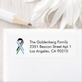 イスラエルとパレスチナ国旗の和平リボンアドレス ラベル