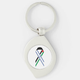 イスラエルとパレスチナ国旗の和平リボン キーホルダー