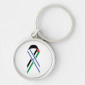 イスラエルとパレスチナ国旗の和平リボン キーホルダー (正面)