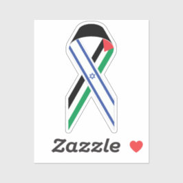 イスラエルとパレスチナ国旗の和平リボン シール