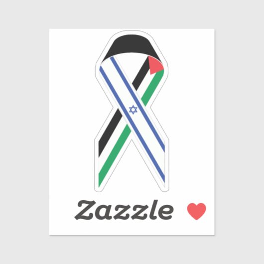 イスラエルとパレスチナ国旗の和平リボン シール (シート)