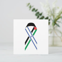 イスラエルとパレスチナ国旗の平和リボンホワイトカード