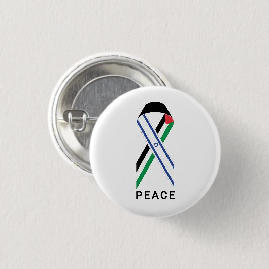 イスラエルとパレスチナ国旗の白のための平和 缶バッジ (正面&裏面)
