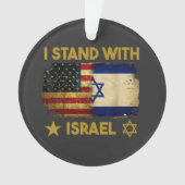 イスラエルと共に立つアメリカ国旗 オーナメント (正面)