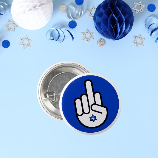 イスラエルと立つ中指ハムサ 缶バッジ