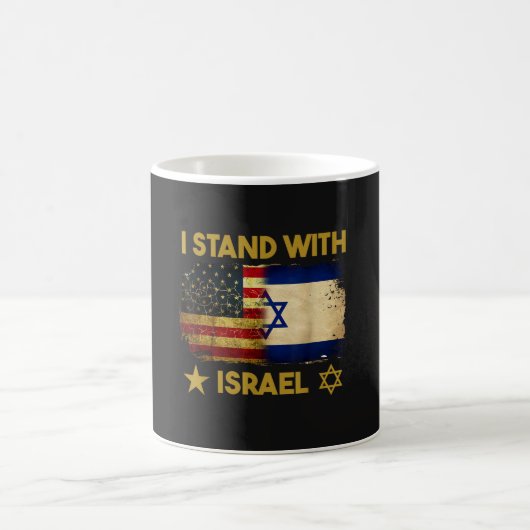 イスラエルと連帯するアメリカ国旗 コーヒーマグカップ (中央)