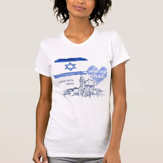 イスラエルに平和を 我らイスラエルと共にあり 世界平和 Tシャツ (正面)