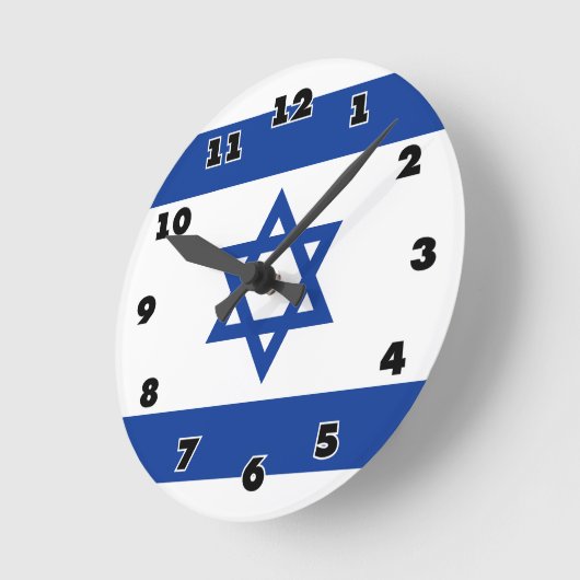 イスラエルの丸時計のカスタムイスラエル国旗 ラウンド壁時計 (傾斜)