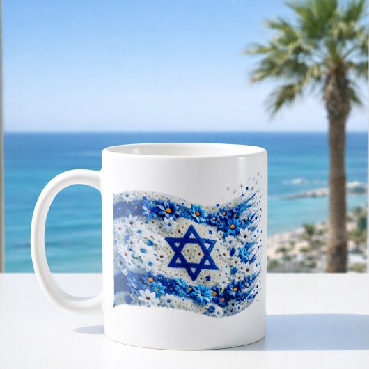 イスラエルの人々の旗が花で咲き誇るマグカップ コーヒーマグカップ