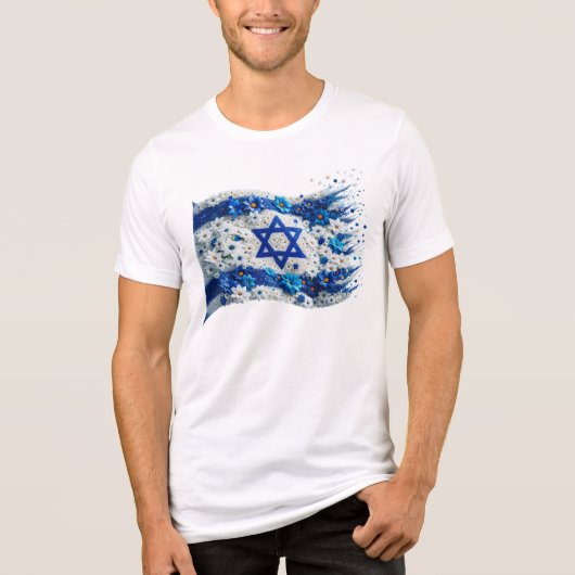 イスラエルの人々の旗 花に咲き誇る トライブレンドＴシャツ (正面)