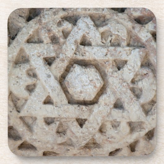 イスラエルの古いダビデの星の彫刻 コースター (正面)