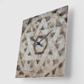イスラエルの古いダビデの星の彫刻 スクエア壁時計 (傾斜)