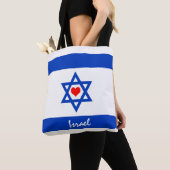 イスラエルの国旗とハート-イスラエルの旅行/スポーツファン トートバッグ (クローズアップ)