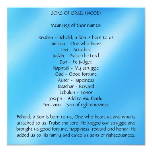 イスラエルの息子 フォトプリント            (正面)