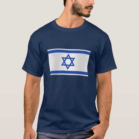 イスラエルの旗の濃紺ダビデの星 Tシャツ (正面)