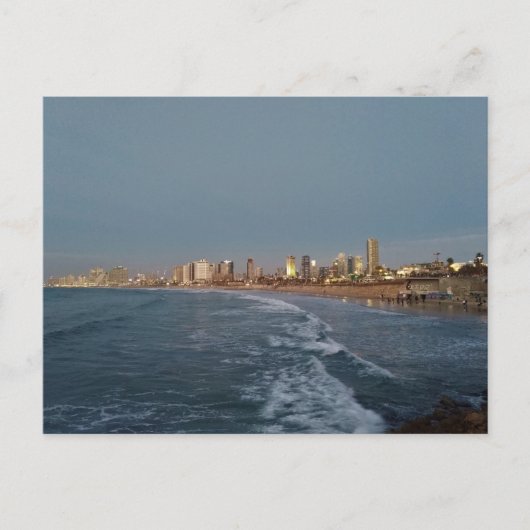 イスラエルの日没後テルアビブ ポストカード (正面)