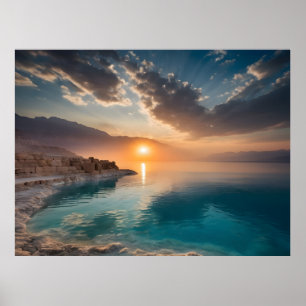 イスラエルの死海の風景 ポスター
