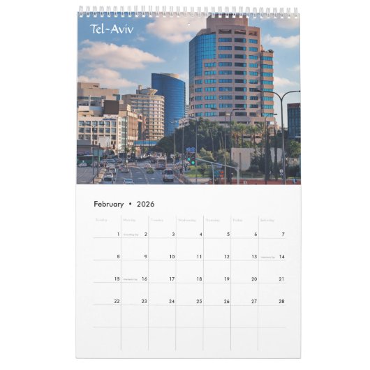 イスラエルの表示、カレンダー カレンダー (2月 2026)