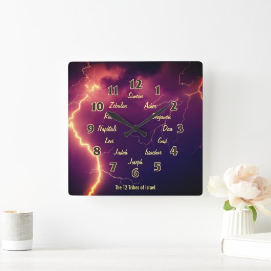 イスラエルの12部族の正方形の壁時計 スクエア壁時計 (ホーム)