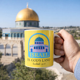 イスラエルは神の土地 エゼキエル11:17 黄色/青 コーヒーマグカップ