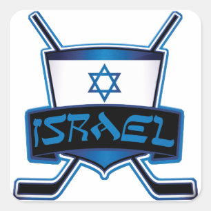 イスラエルアイスホッケー国旗 スクエアシール
