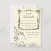 イスラエルアンティーク地図バー(ユダヤ教の)バル・ミツバーRSVP回答 出欠カード (裏面)