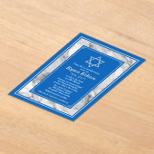 イスラエルブルーマーブルスターオブデイヴィッドバー(ユダヤ教の)バル・ミツバー アクリル招待状 (レイダウン)