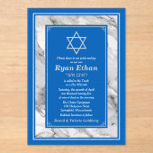 イスラエルブルーマーブルスターオブデイヴィッドバー(ユダヤ教の)バル・ミツバー アクリル招待状 (正面)