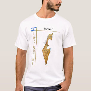 イスラエルマップ+フラグ+タイトルTシャツ Tシャツ