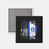 イスラエル人として誇りを持つアメリカ国旗 愛国心 アメリカ合衆国 マグネット (正面/裏面)