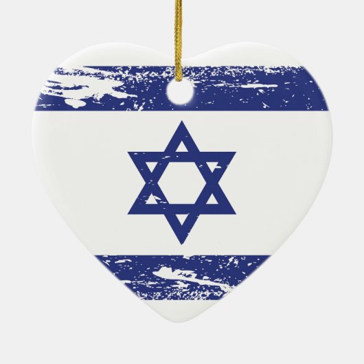 イスラエル共和国のグランジな旗 セラミックオーナメント (裏面)