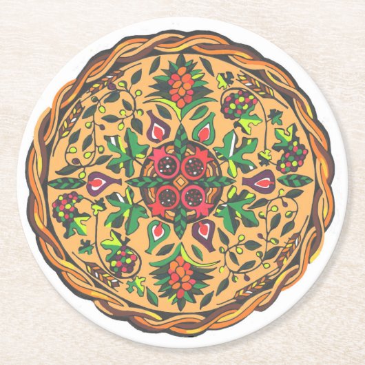 イスラエル共和国のコースターのフルーツ ラウンドペーパーコースター (正面)