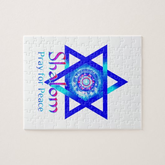 イスラエル共和国の平和のためのDavid_PrayのSHALOMの星 ジグソーパズル (横)