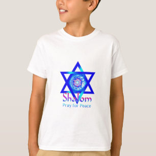 イスラエル共和国の平和のためのDavid_PrayのSHALOMの星 Tシャツ