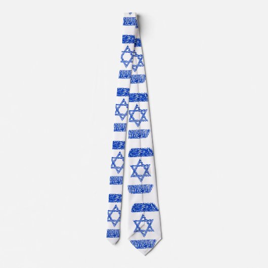 イスラエル共和国の旗の指紋のタイ ネクタイ (裏面)