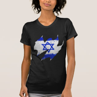 イスラエル共和国の旗の落書きの裂け目 Tシャツ