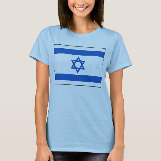 イスラエル共和国の旗Xの地図のTシャツ Tシャツ (正面)