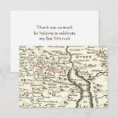 イスラエル共和国の旧式な地図のベンジャーミンのバー（ユダヤ教の）バル・ミツバーは感謝していしています サンキューカード (正面/裏面)