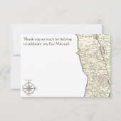 イスラエル共和国の旧式な地図のベンジャーミンのバー（ユダヤ教の）バル・ミツバーは感謝していしています サンキューカード (裏面)