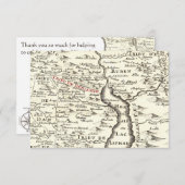 イスラエル共和国の旧式な地図のベンジャーミンのバー（ユダヤ教の）バル・ミツバーは感謝していしています サンキューカード (正面/裏面)
