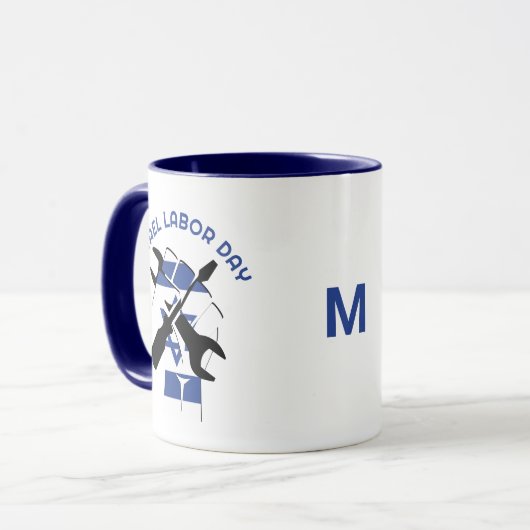 イスラエル労働日モノグラムイスラエル国旗 マグカップ (正面左)