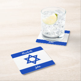 イスラエル国パーソナライズされた旗 スクエアペーパーコースター