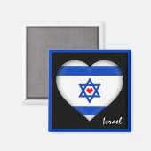 イスラエル国旗とイスラエルハート、旅行イスラエル/スポーツ マグネット (正面/裏面)